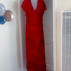 Adrianna Pappell Red Burnout Velvet Dress